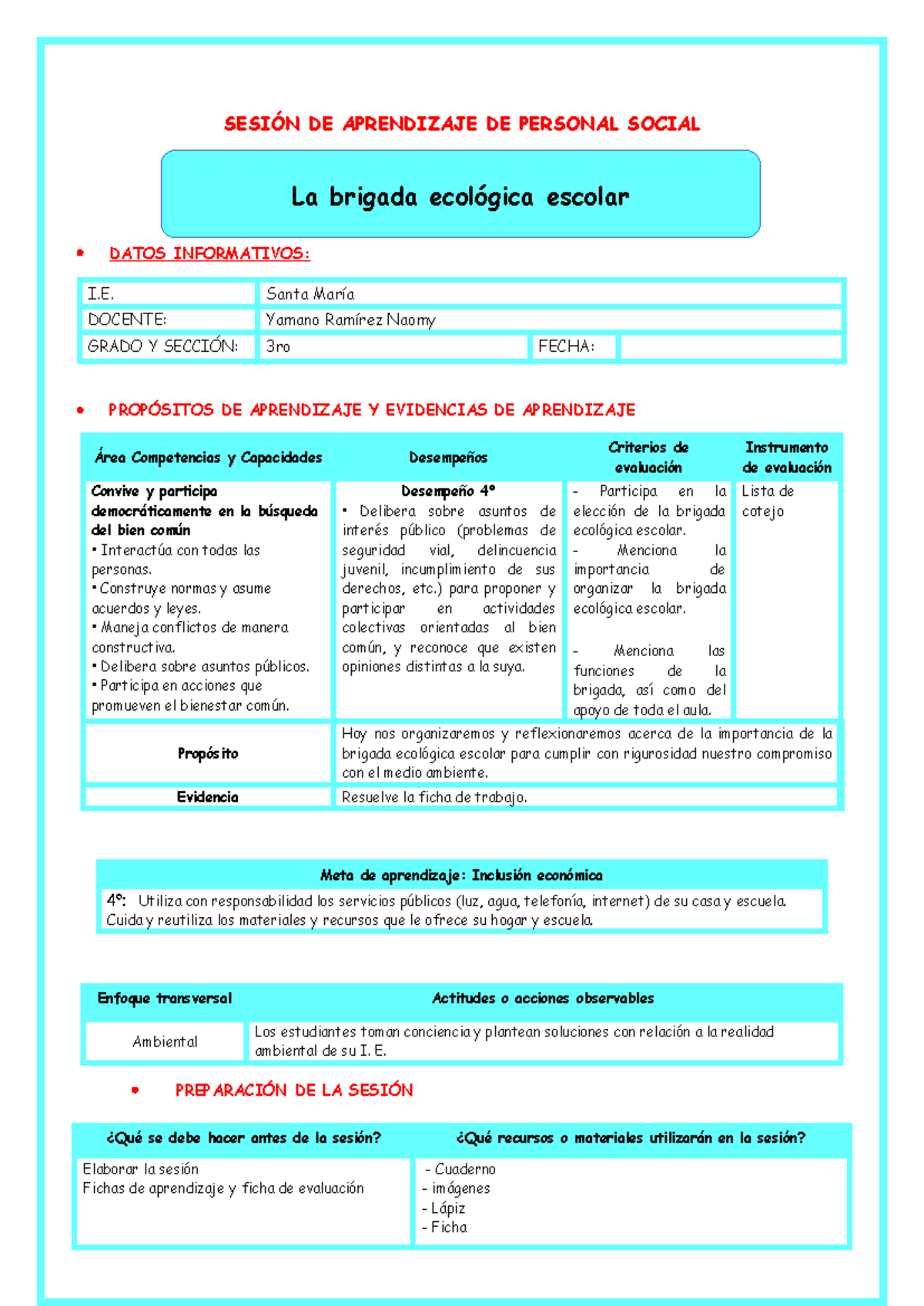 4° SES PS LUN 5: Importancia de la Brigada Ecológica Escolar - Studocu