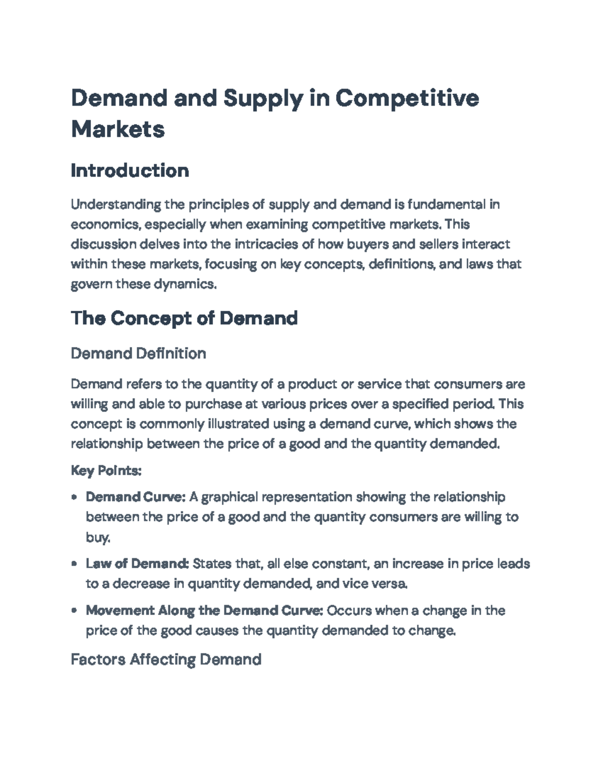 ECON 101: Demand & Supply Dynamics in Competitive Markets - Studocu