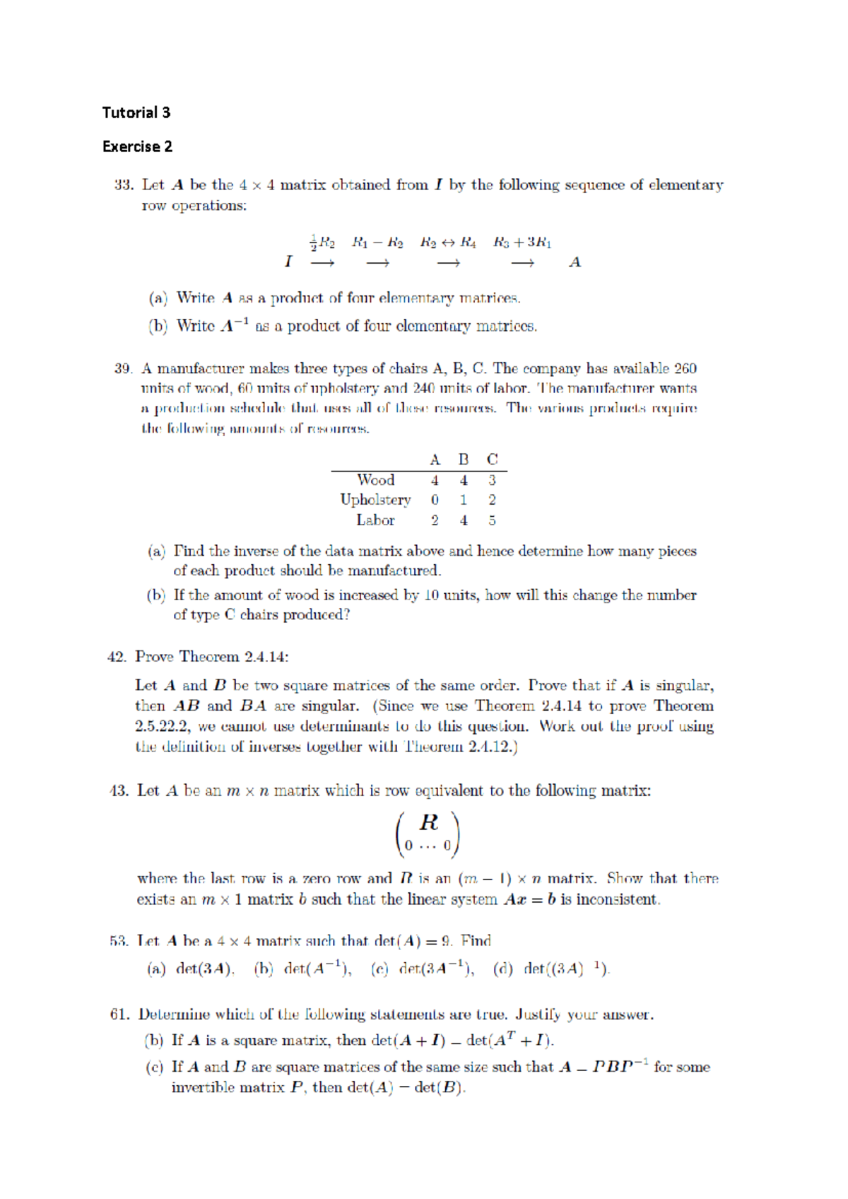 Tutorial Set 3: Exercises and Solutions - Studocu
