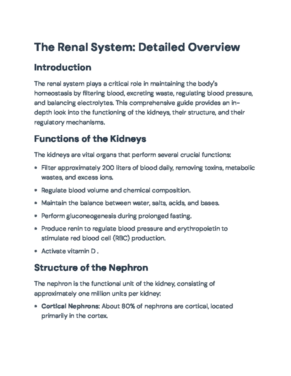 Module 15: The Renal System - Nephron Functions and Mechanisms ...