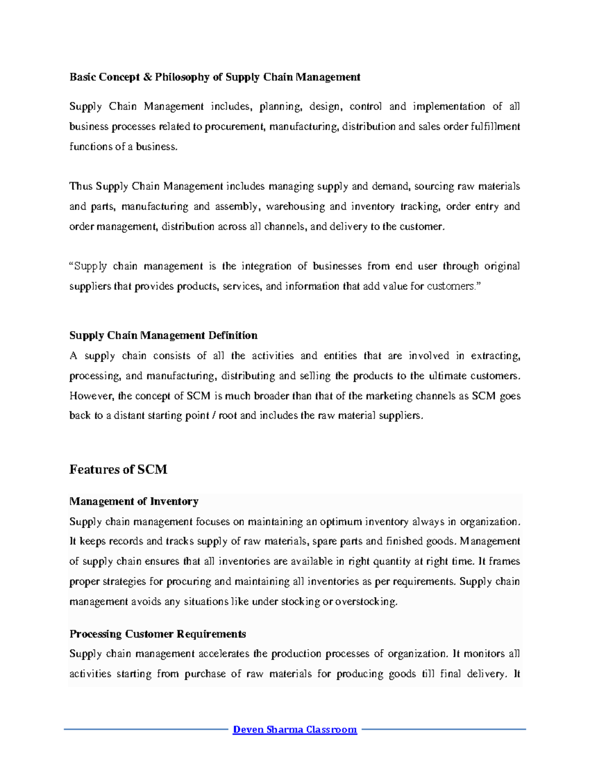 Logistics & Supply Chain management MBA BBa Notes - Deven Sharma ...