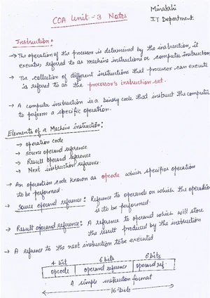 COA UNIT 1 Notes - COA - LECTURE NOTES ON Computer Organization and ...