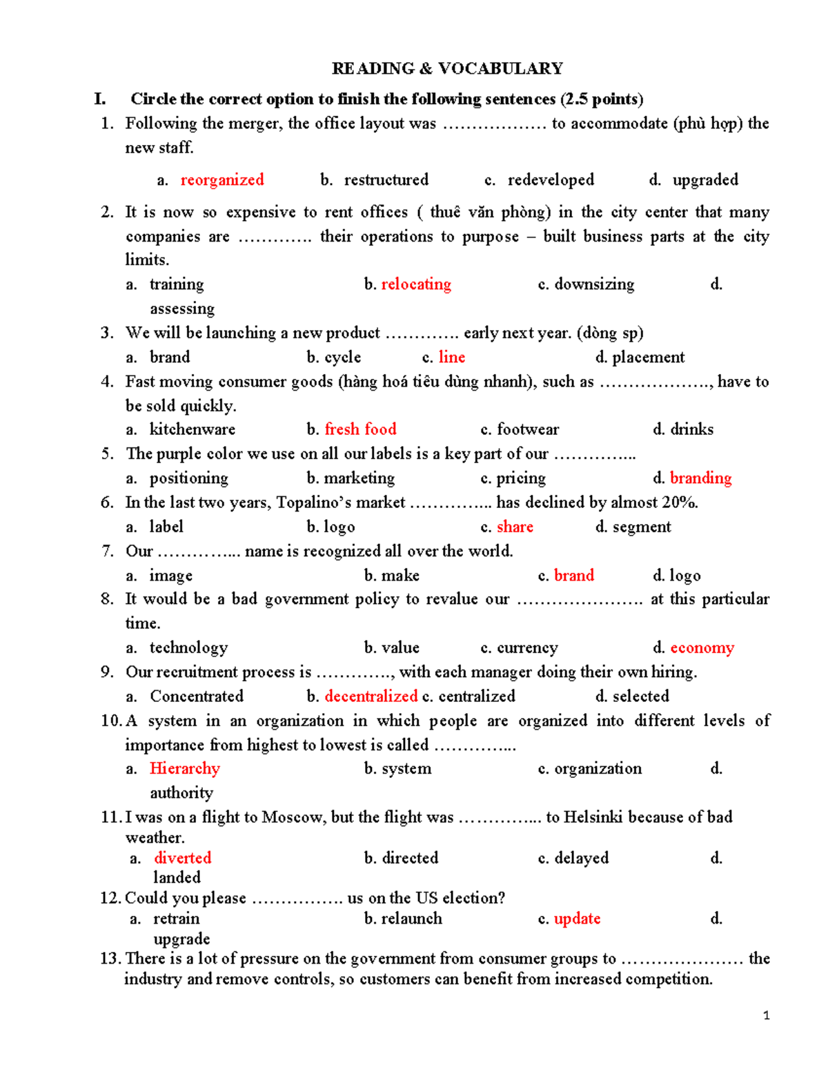 Qt1 Vocabulary Review - Exercises and Application Letter Guide - Studocu