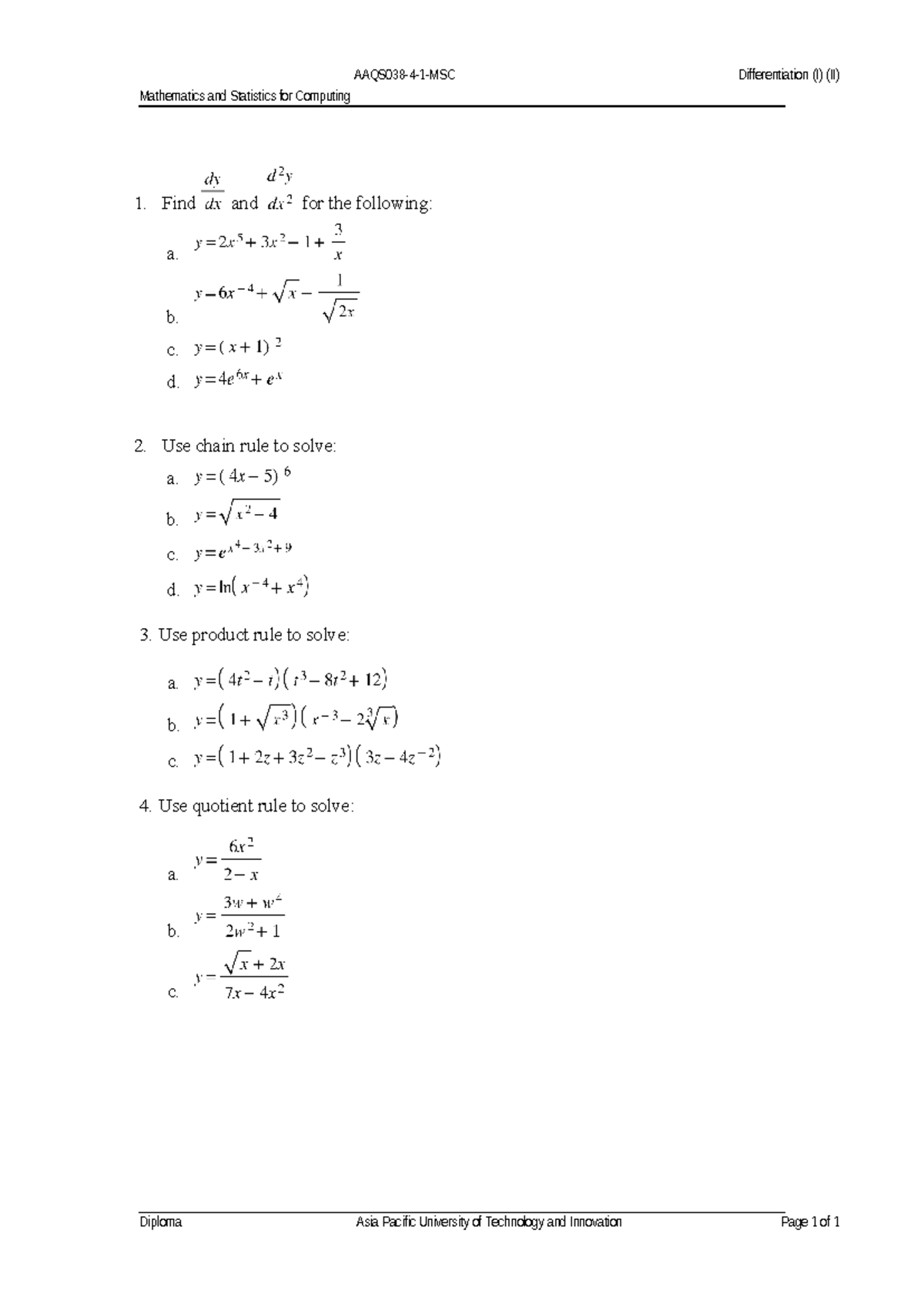 T1 T2 Differentiation - Practice - Mathematical Concept For Computing ...