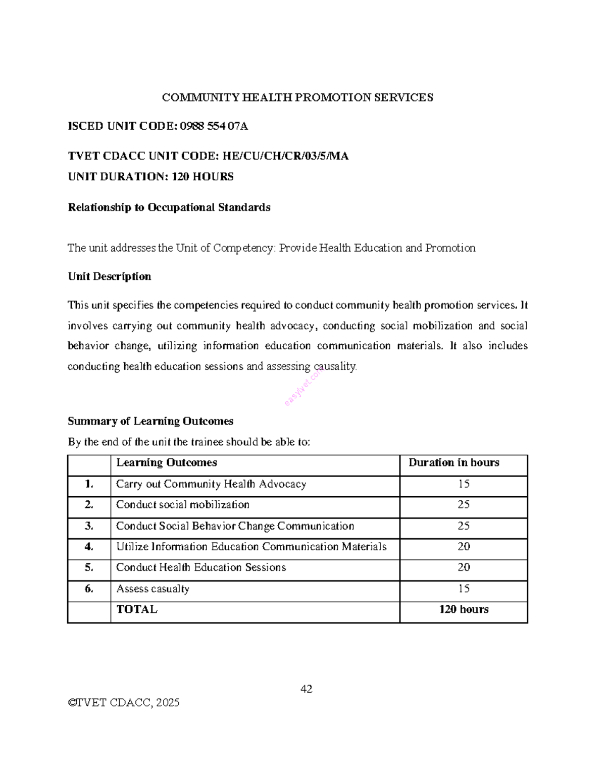 Community Health Promotion Services - ISCED 0988 554 07A Notes - Studocu