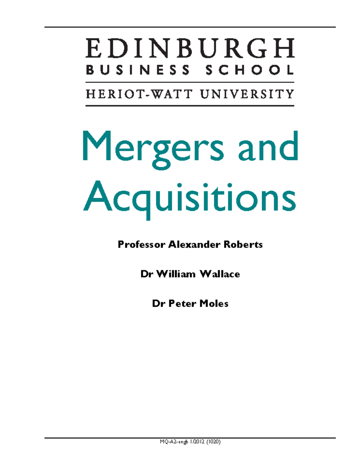 Mergers and Acquisitions Overview - EBS Course 1730049598 - Studocu