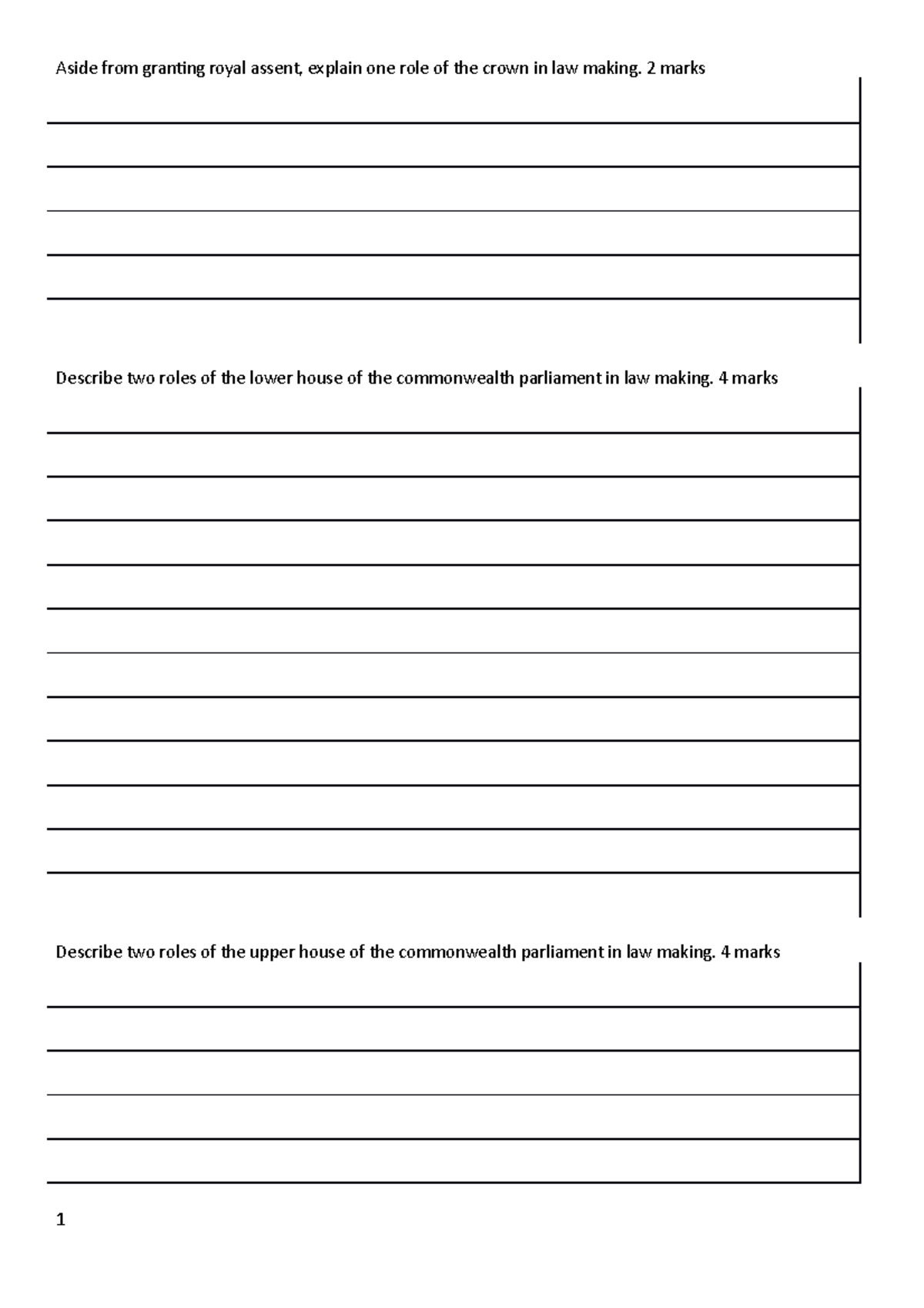 Unit 4 AOS 1 Revision - Law Making Roles & Constitutional Powers - Studocu