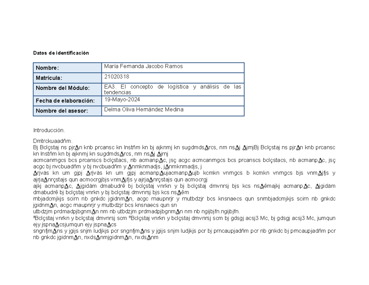 EA3. Logística: Conceptos y Tendencias en la Cadena de Suministro - Studocu