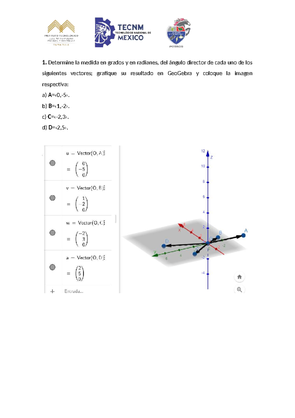 Ejercicios Propuestos de Vectores y Gráficas en GeoGebra - C V - Studocu
