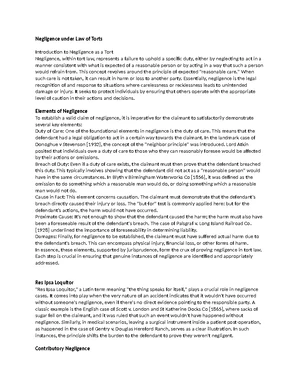 Occupier Liability Essay: Understanding Duty of Care in Tort Law - Studocu