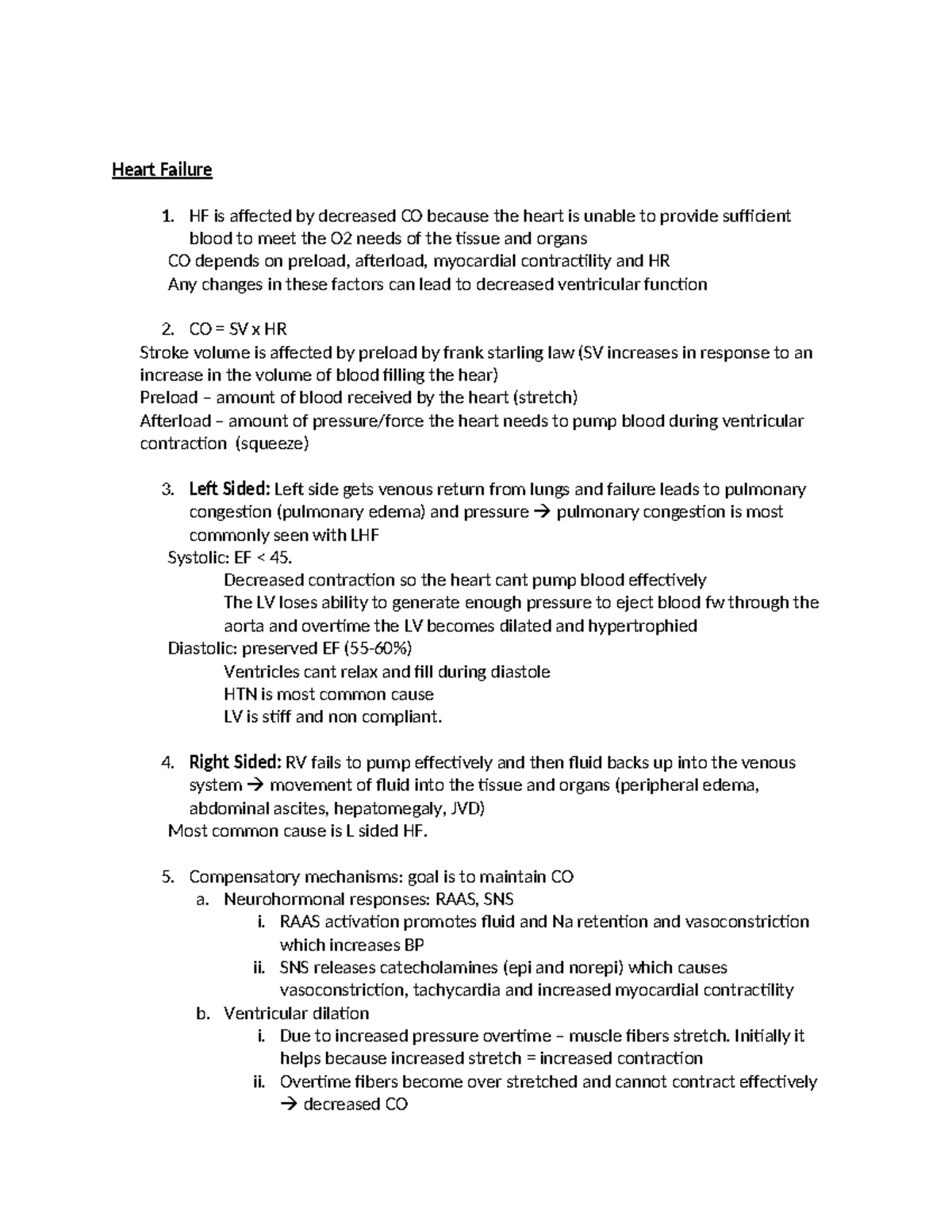 Congestive Heart Failure Key Points - Heart Failure 1. HF is affected ...