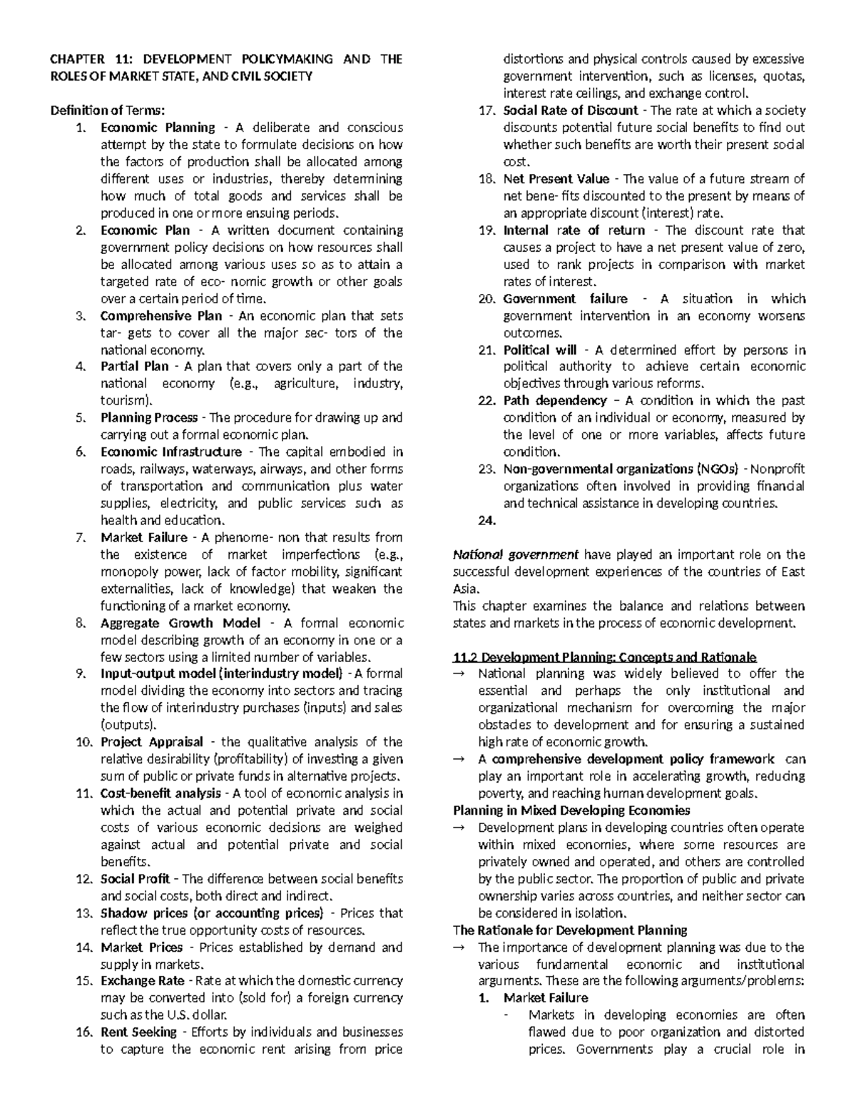 Chapter 11 - ACC 117 - CHAPTER 11: DEVELOPMENT POLICYMAKING AND THE ...