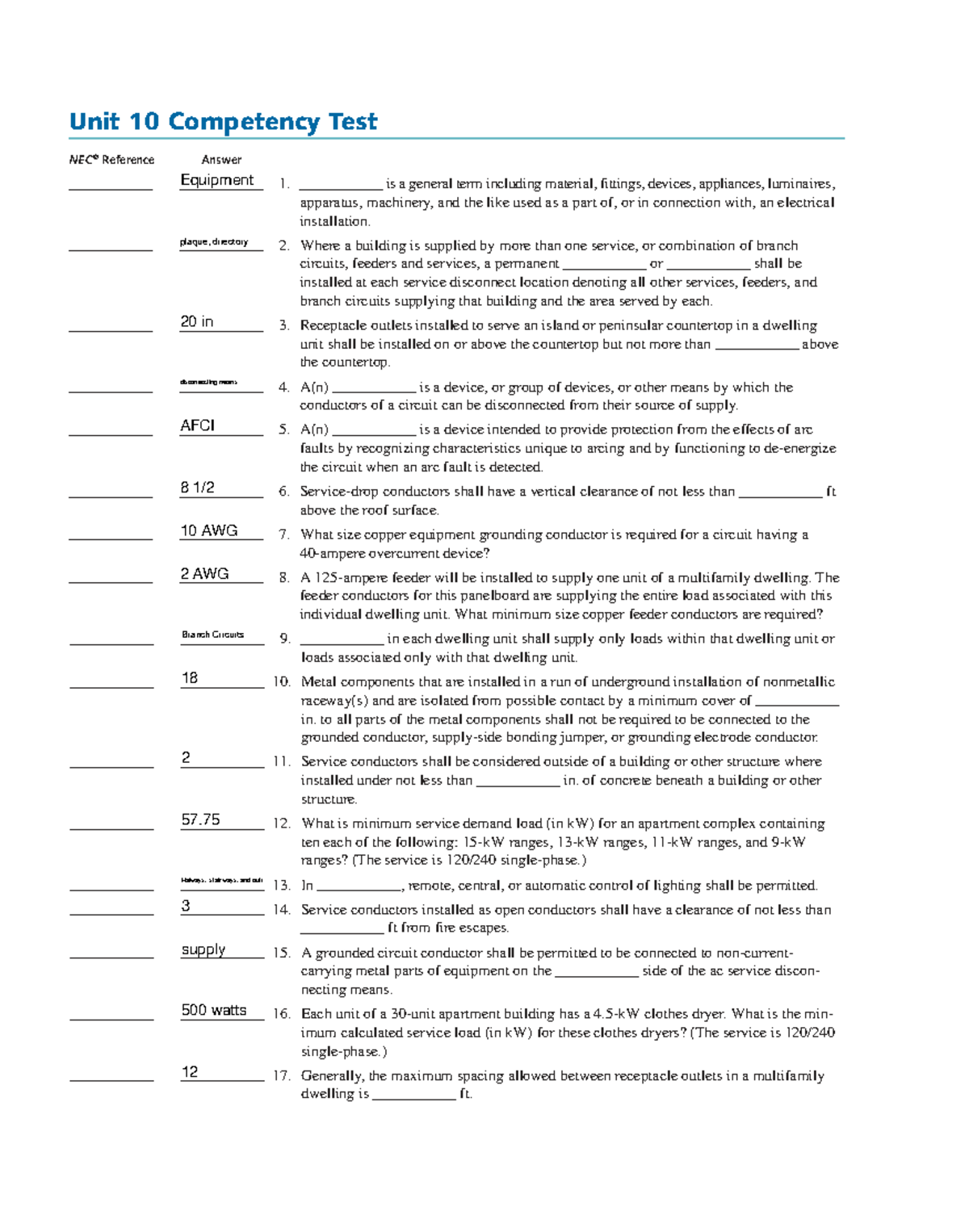Unit 10 Competency Test Reference Answers for IJL Review - Studocu