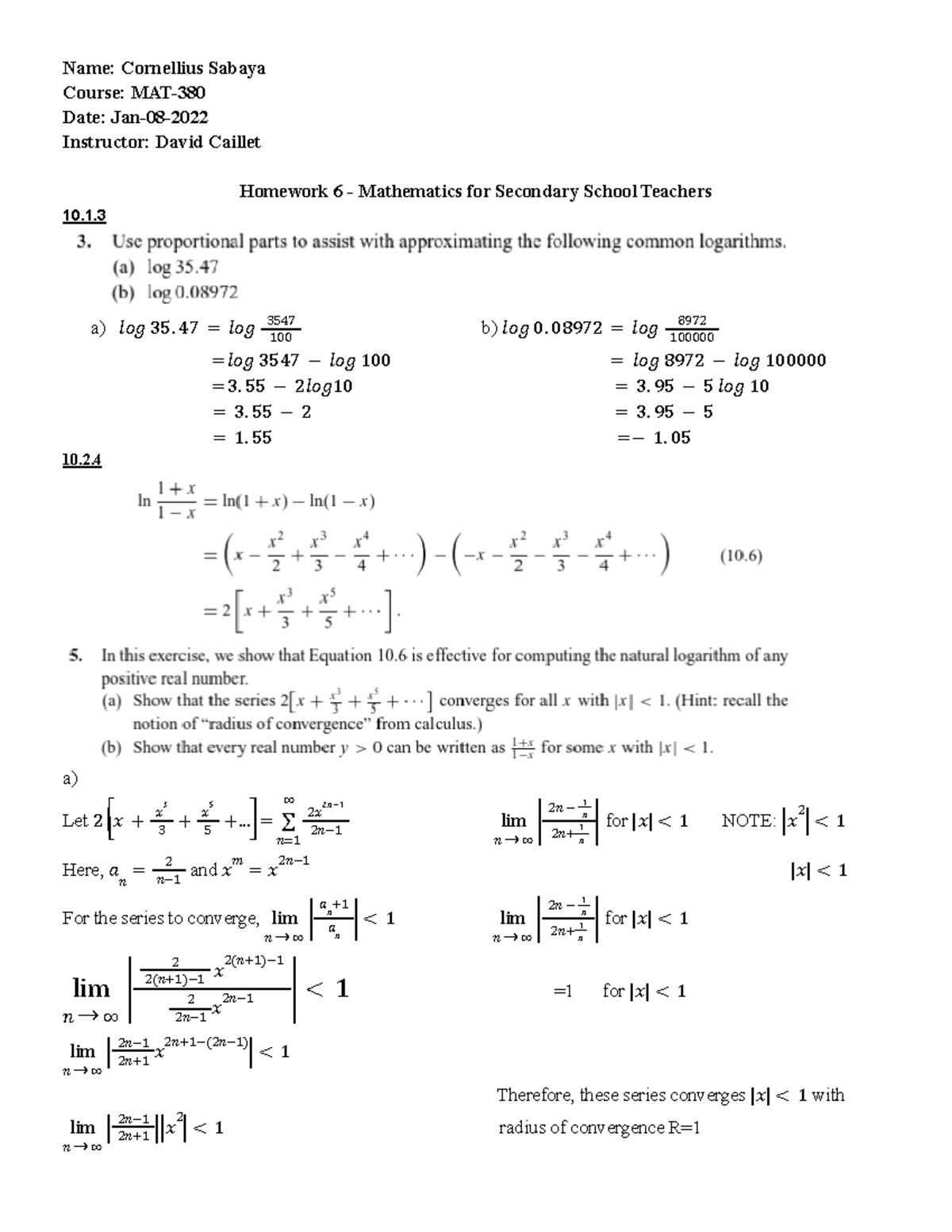 Homework 6 - MAT: Mathematics for Secondary School Teachers - Studocu