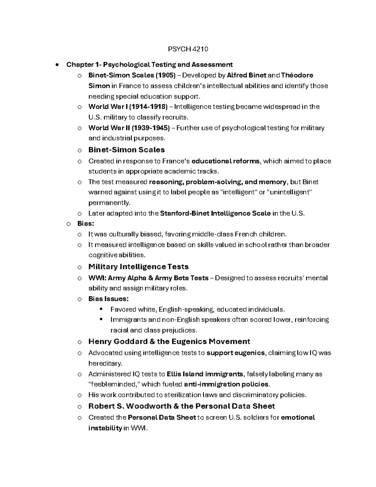 PSYCH 4210: Overview of Psychological Testing and Assessment Principles ...