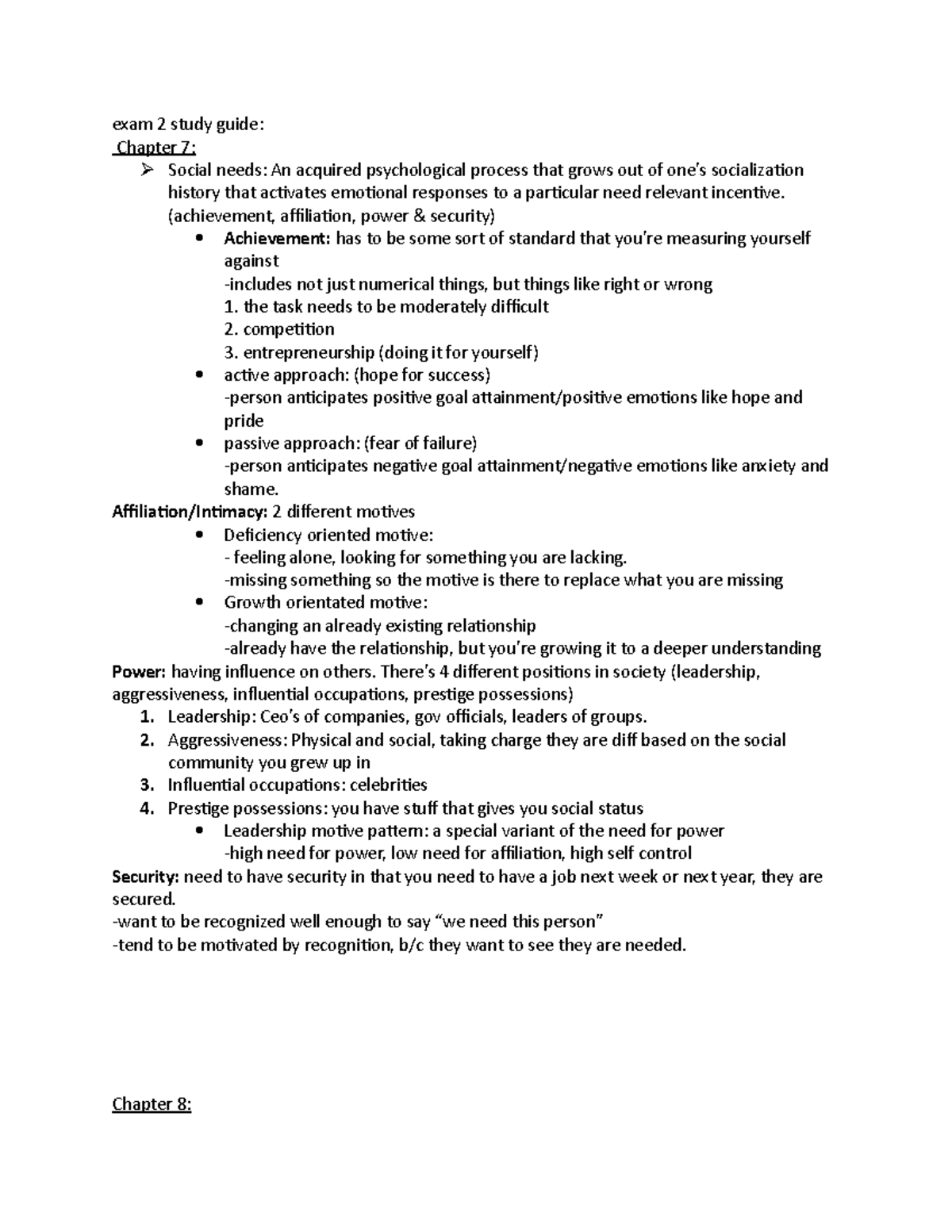 Exam 2 Study Guide: Motivation Concepts and Theories - Studocu