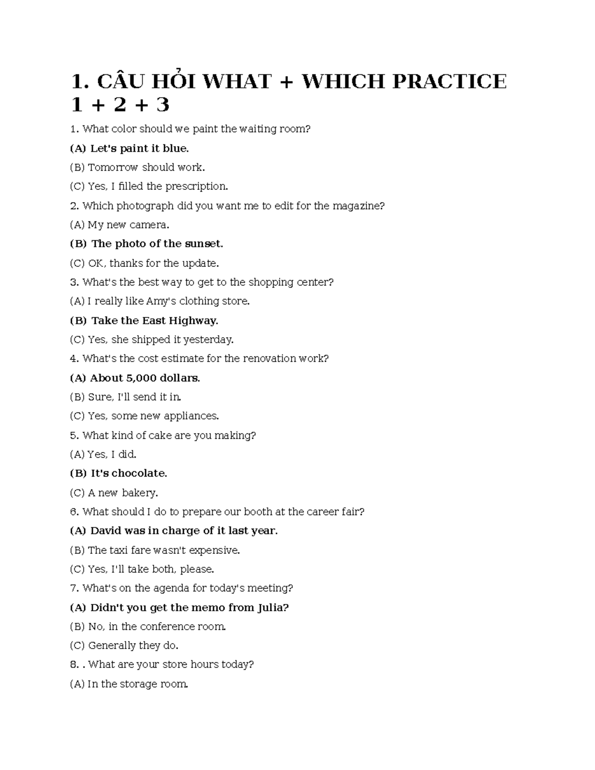 Transcriptwhatwhich - hvhjgxfxvhuhuhvc - 1. CÂU HỎI WHAT + WHICH ...