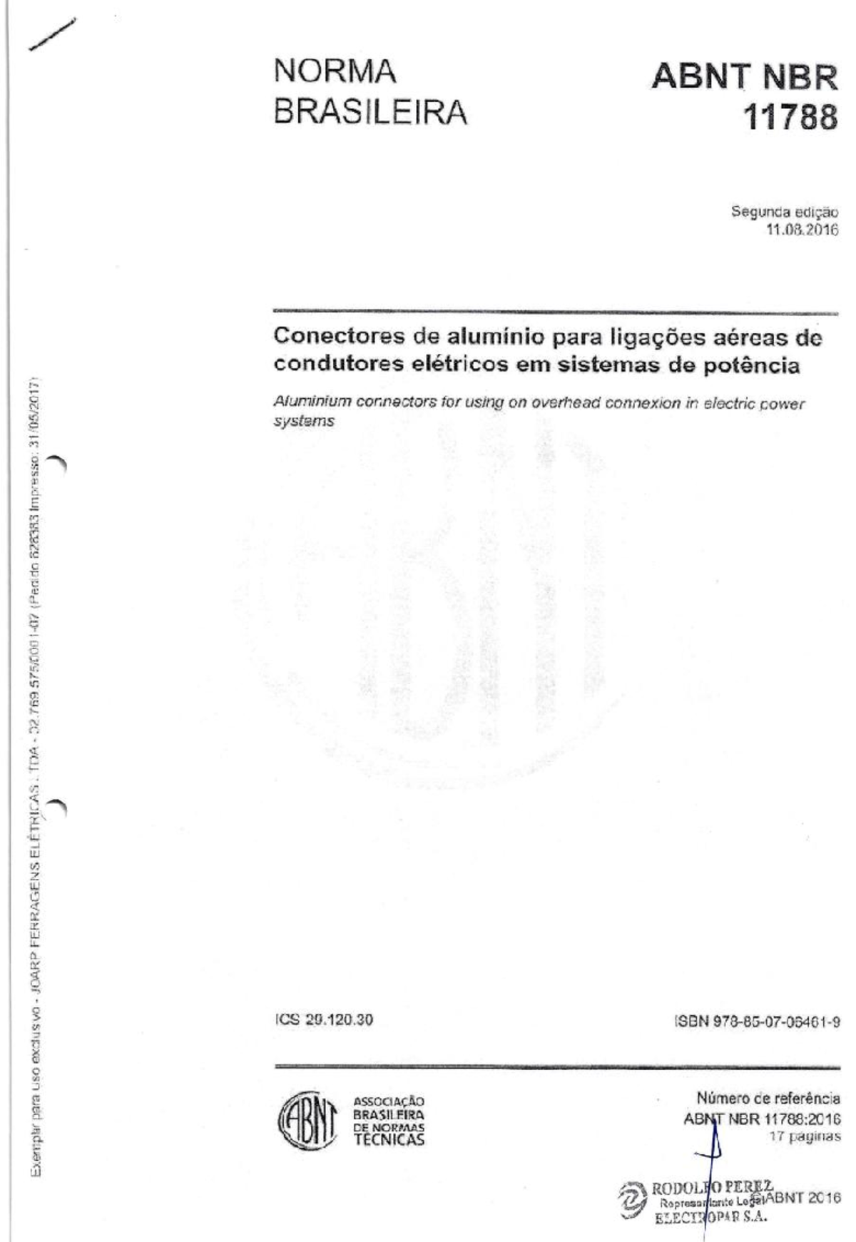 ABNT NBR 11788:2016 - Conectores de Alumínio em Sistemas de Potência ...