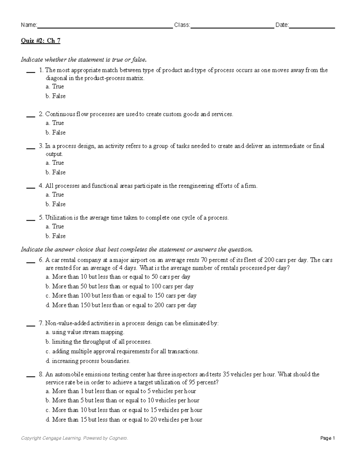 Quiz 2 Ch 7 Answers - True/False & Multiple Choice Responses - Studocu