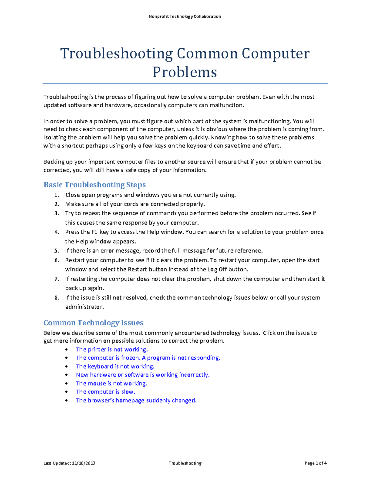 Nonprofit Tech Collaboration: PC Hardware Troubleshooting Guide - Studocu