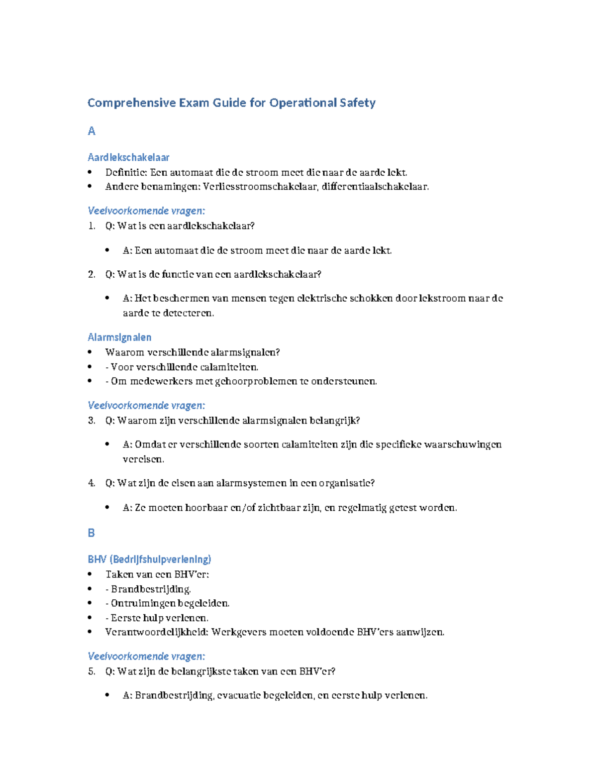 Comprehensive Exam Guide OVK: Operational Safety Essentials - Studeersnel
