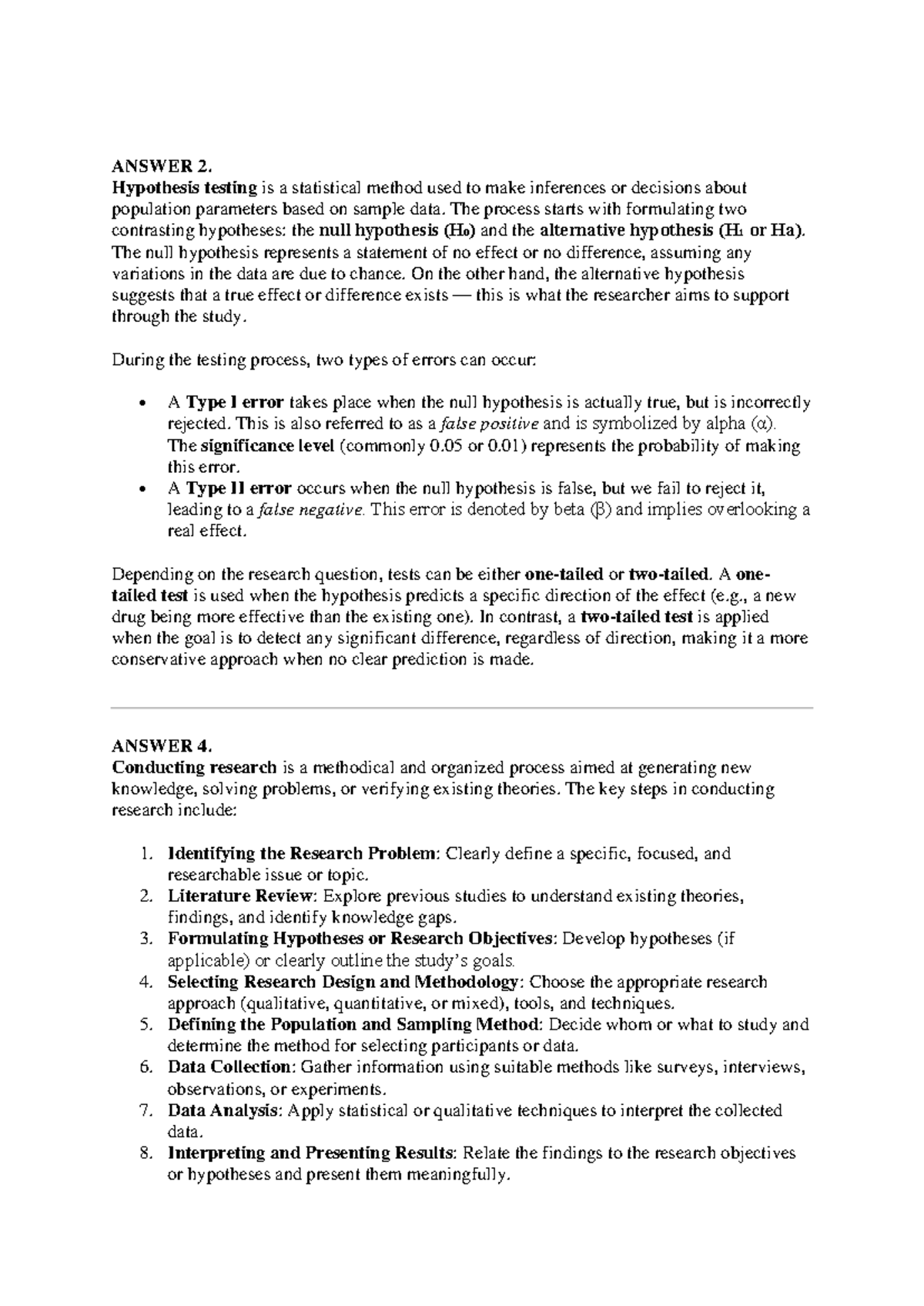 STAT 101: Hypothesis Testing and Research Design Overview - Studocu