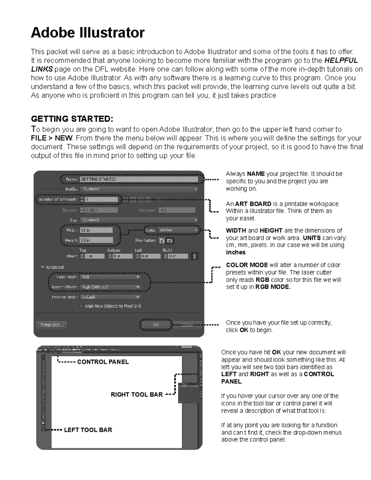 Illustrator Basics - Revision Material - Always NAME your project file ...