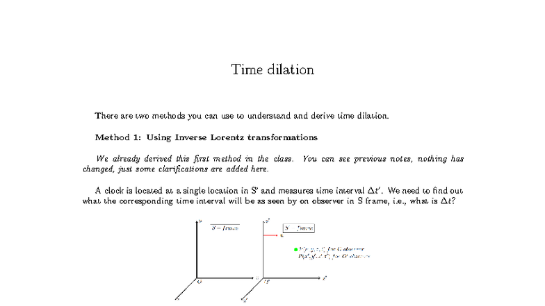 Time Dilation Clarification Notes: Methods & Derivations - Studocu