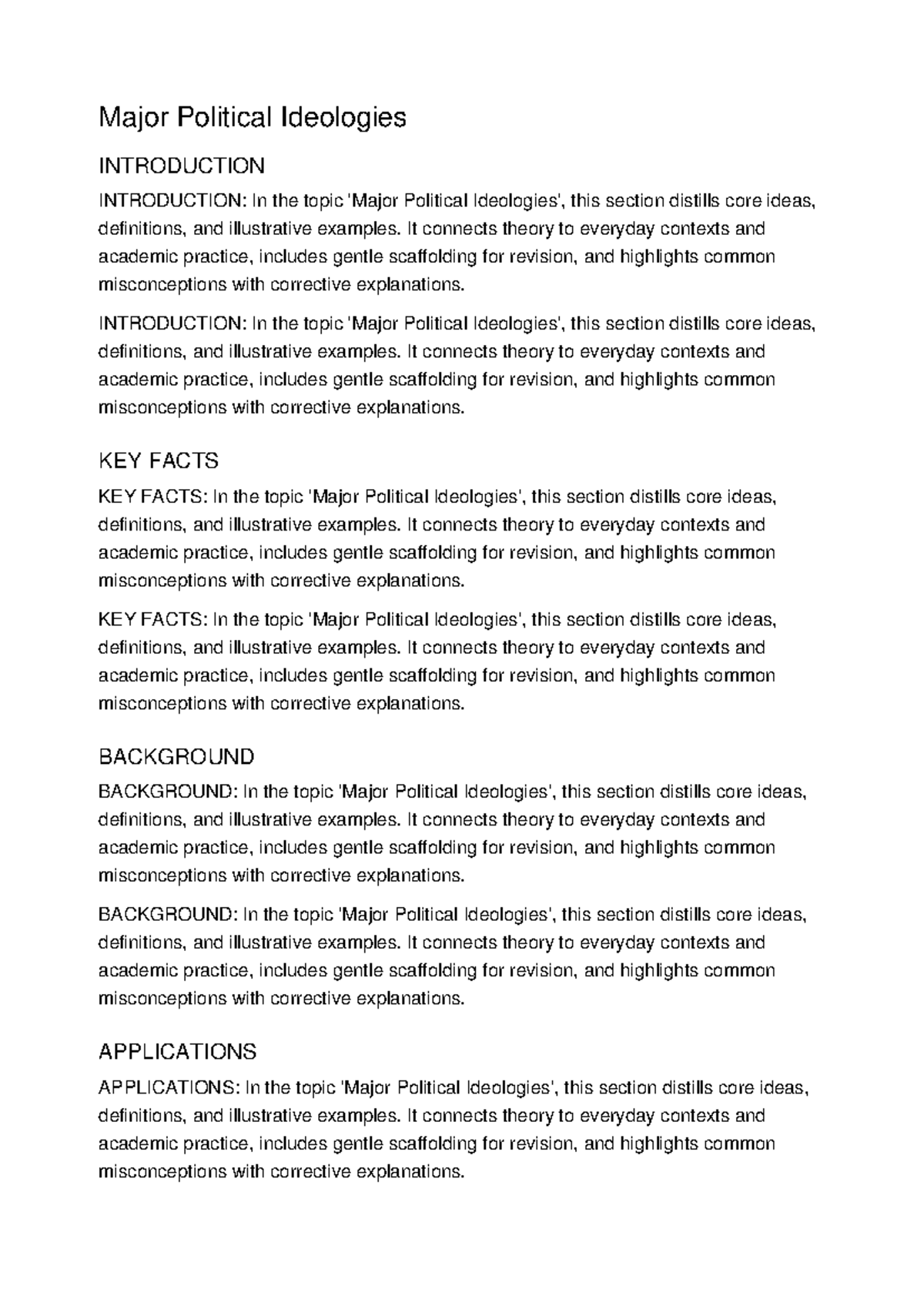 Political Ideologies Overview: Key Concepts & Applications - Studocu