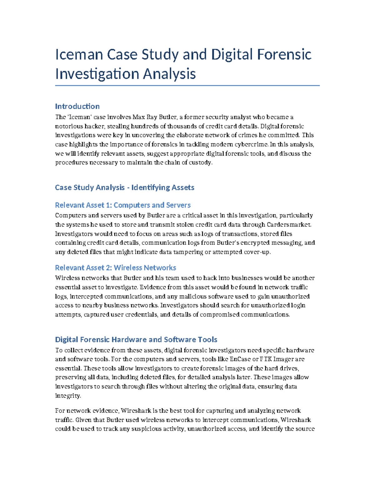Iceman Case Study (Final) - Digital Forensics and Evidence Analysis ...