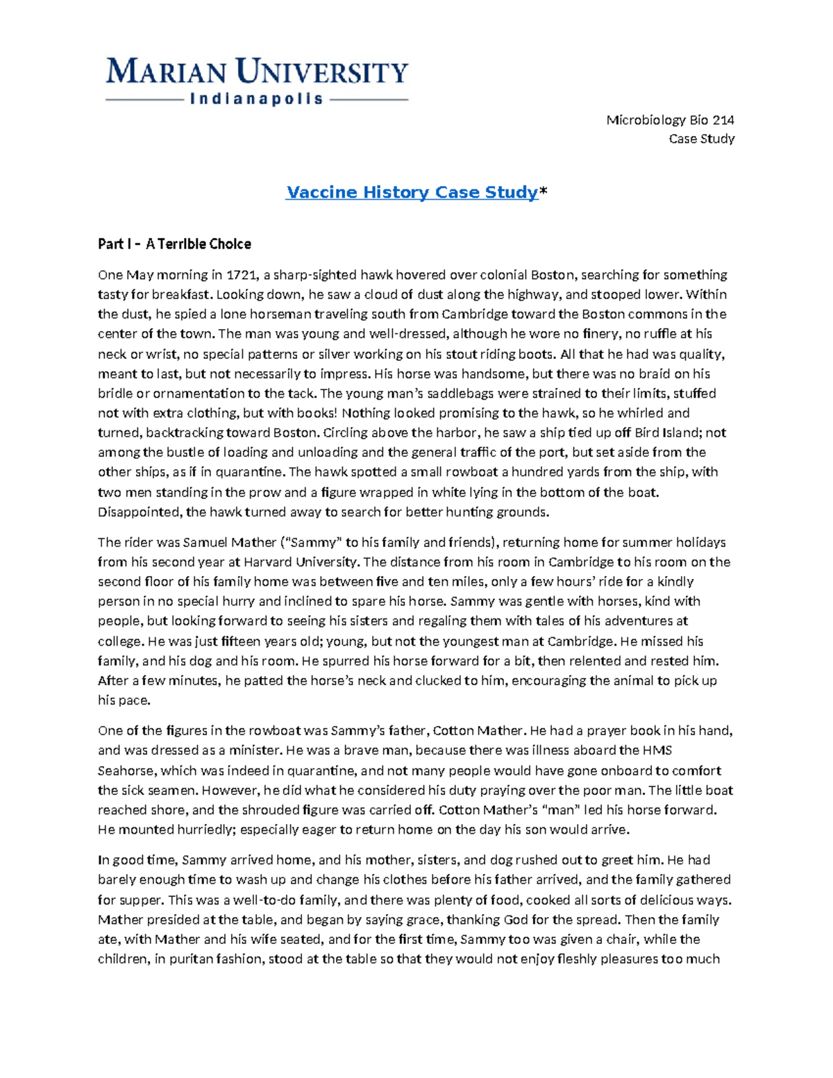 BIO 214-Vaccine History Case Study: Insights on Early Inoculation ...