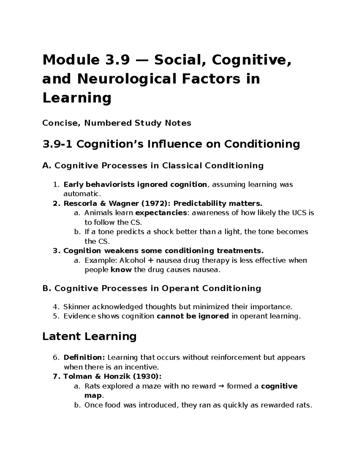 Psych notes 3 - Module 3 — Social, Cognitive, and Neurological Factors ...