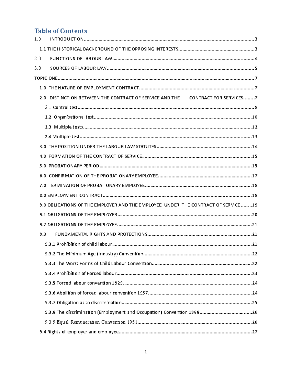 Labour LAW Notes: Understanding Employment Contracts and Rights - Studocu
