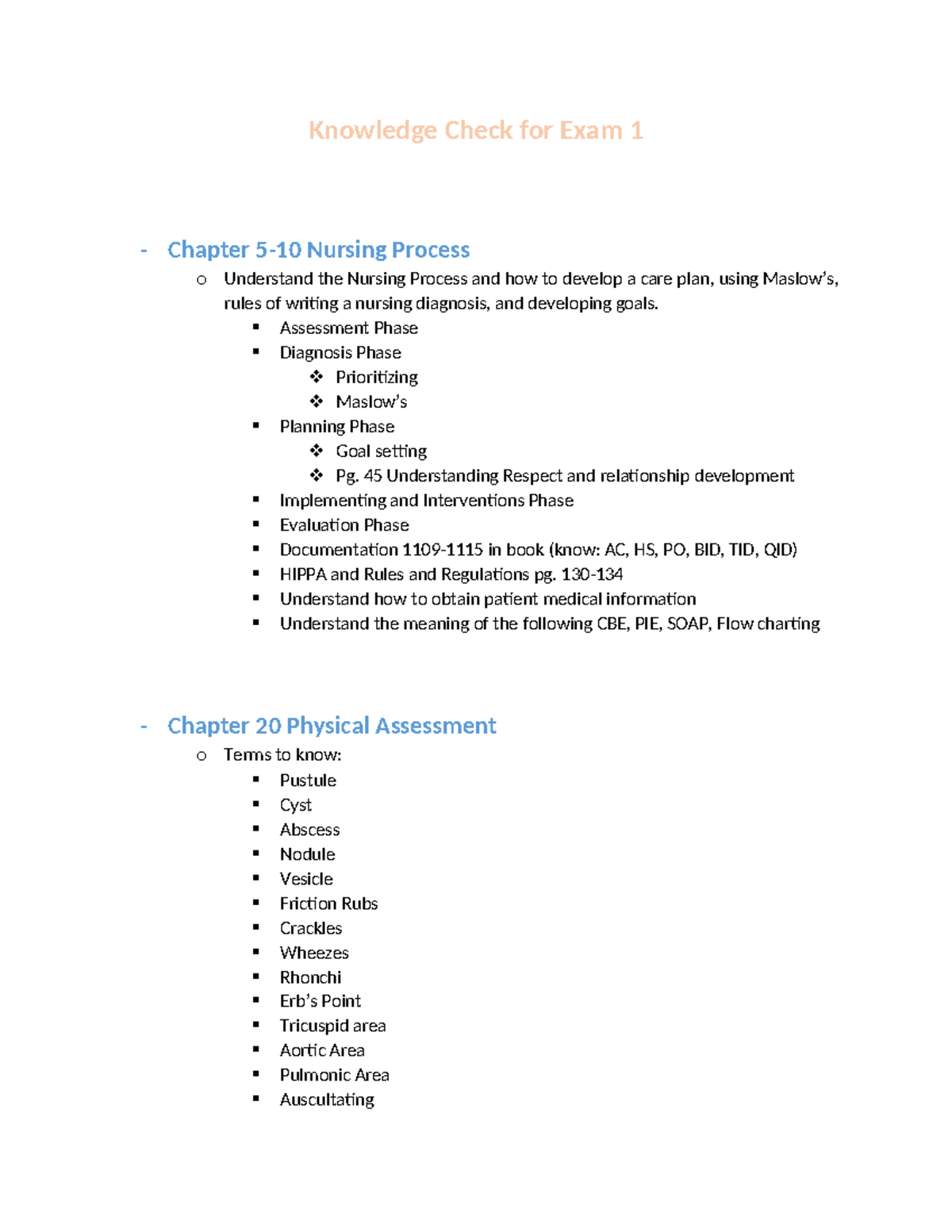 155+Knowledge+Check+Exam+1 - Knowledge Check for Exam 1 - Chapter 5-10 ...