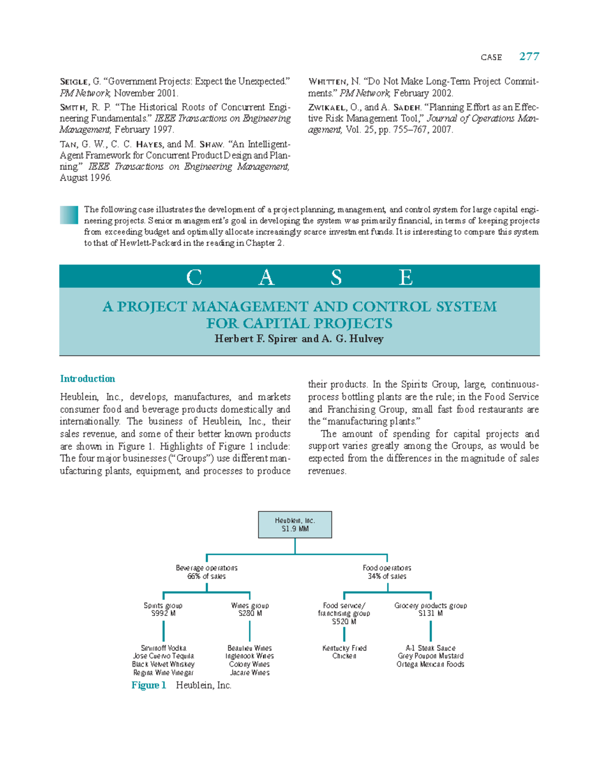CASE Study: Project Management and Control System for Capital Projects ...