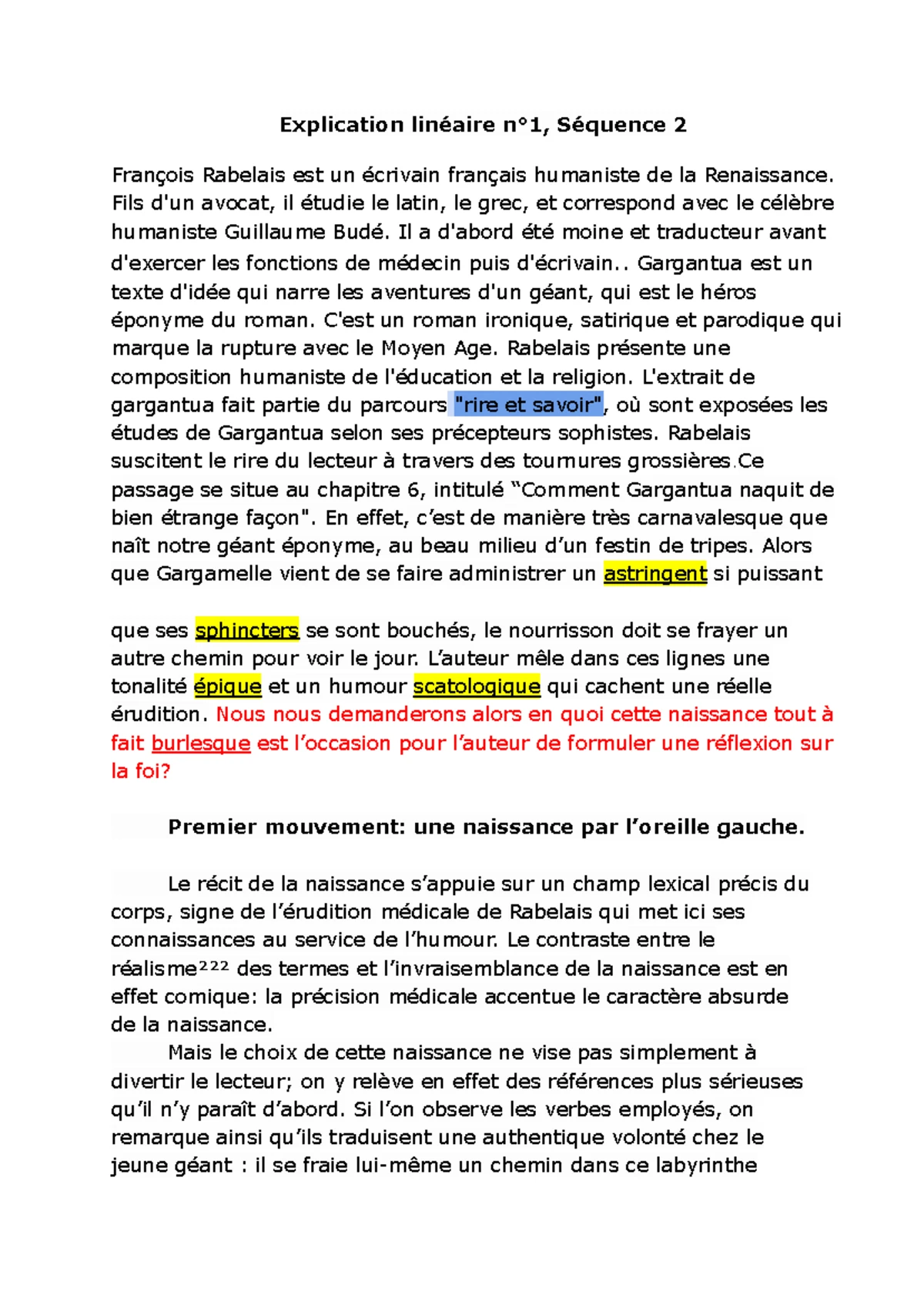 Explication linéaire Manon Lecaut - Explication linéaire n°1 , Séquence ...