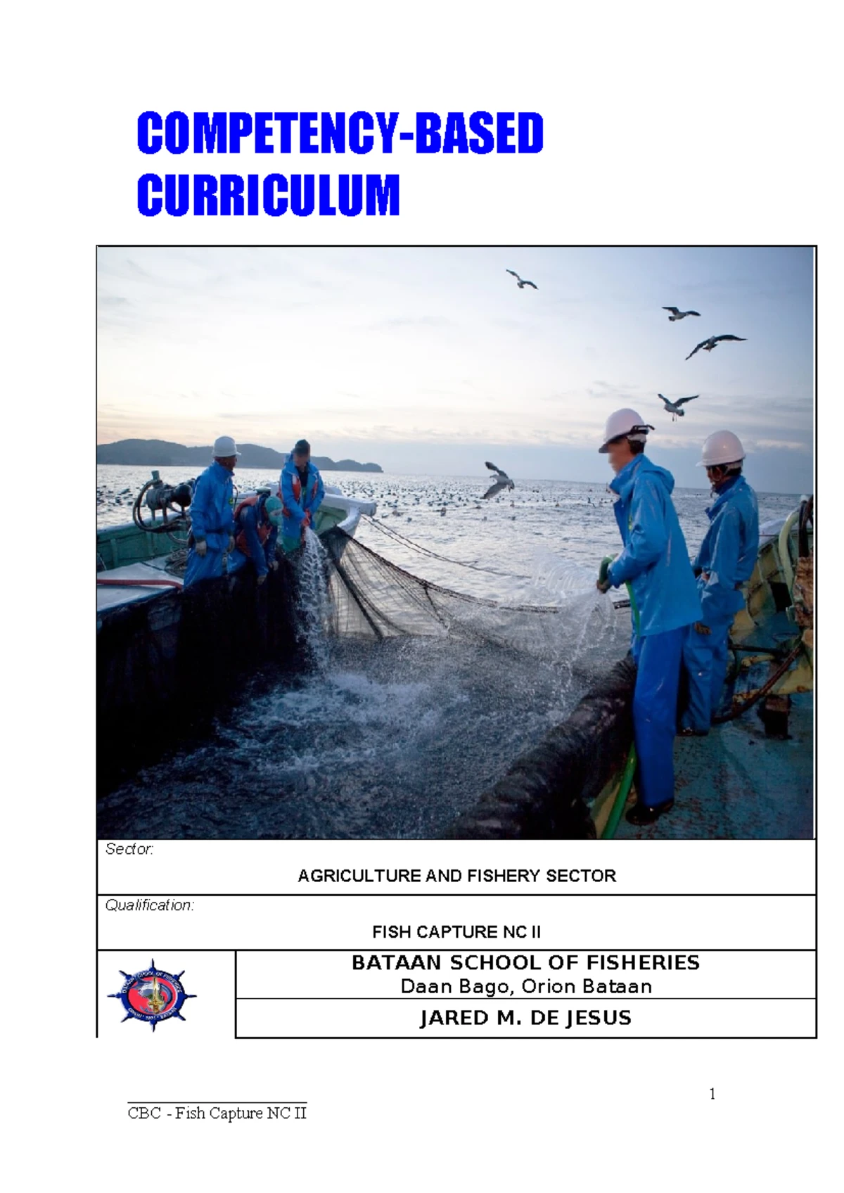 Training Activity Matrix for Fish Capture NC II: June 2024 Schedule ...