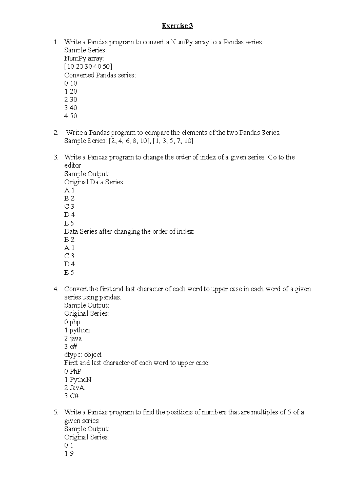 Pandas Programming Exercises - Exercise 3 Notes - Studocu