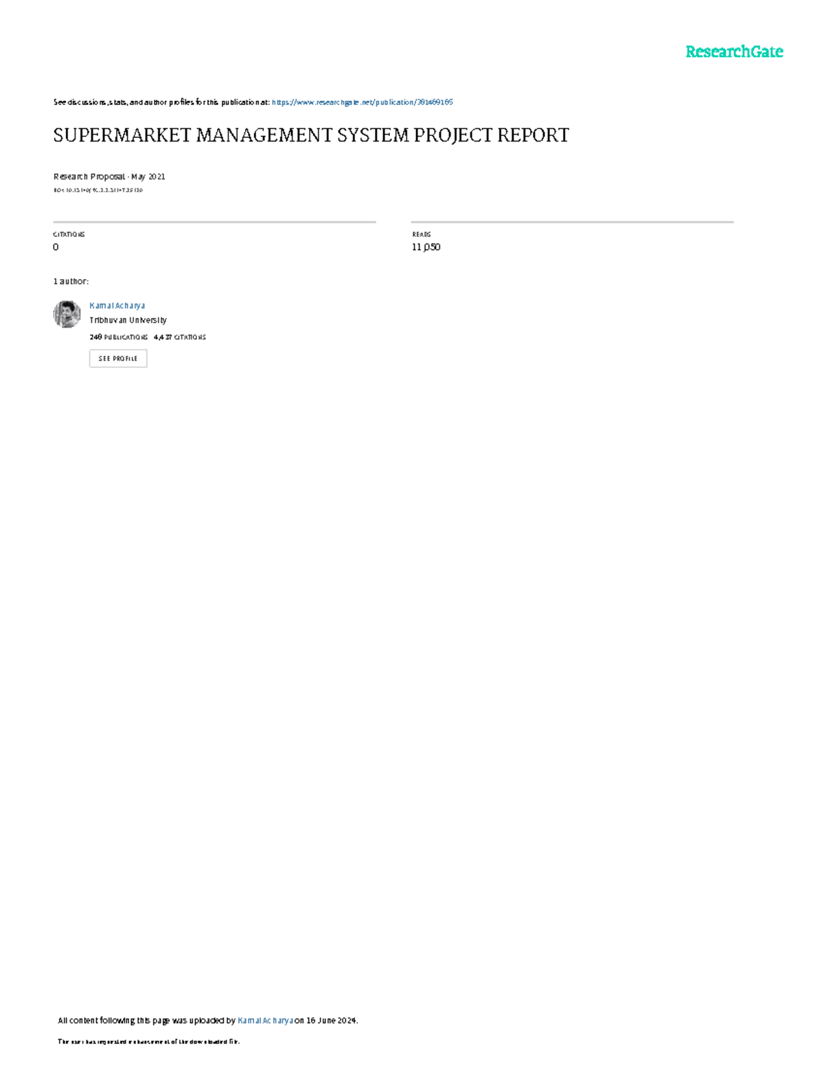 Supermarket Management System Project Report - Internship Overview ...