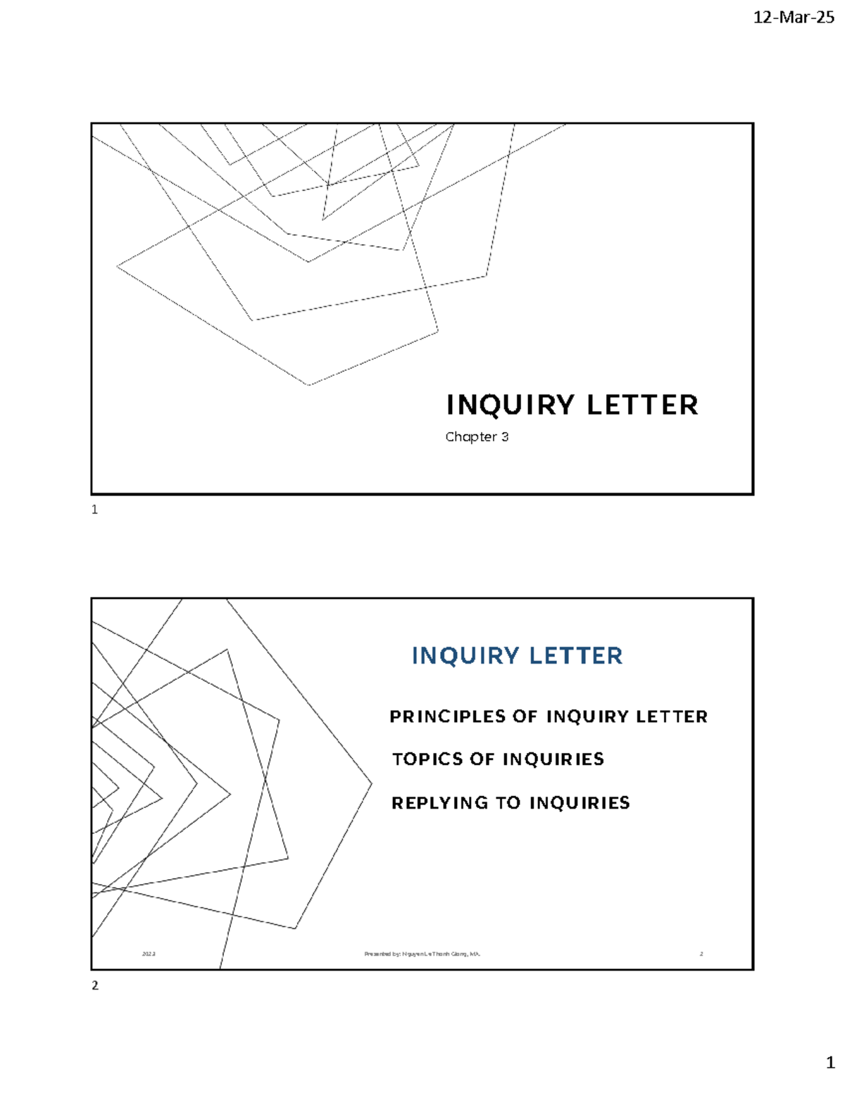 C3 Inquiry Letter Principles and Topics - Chapter 3 Notes - Studocu