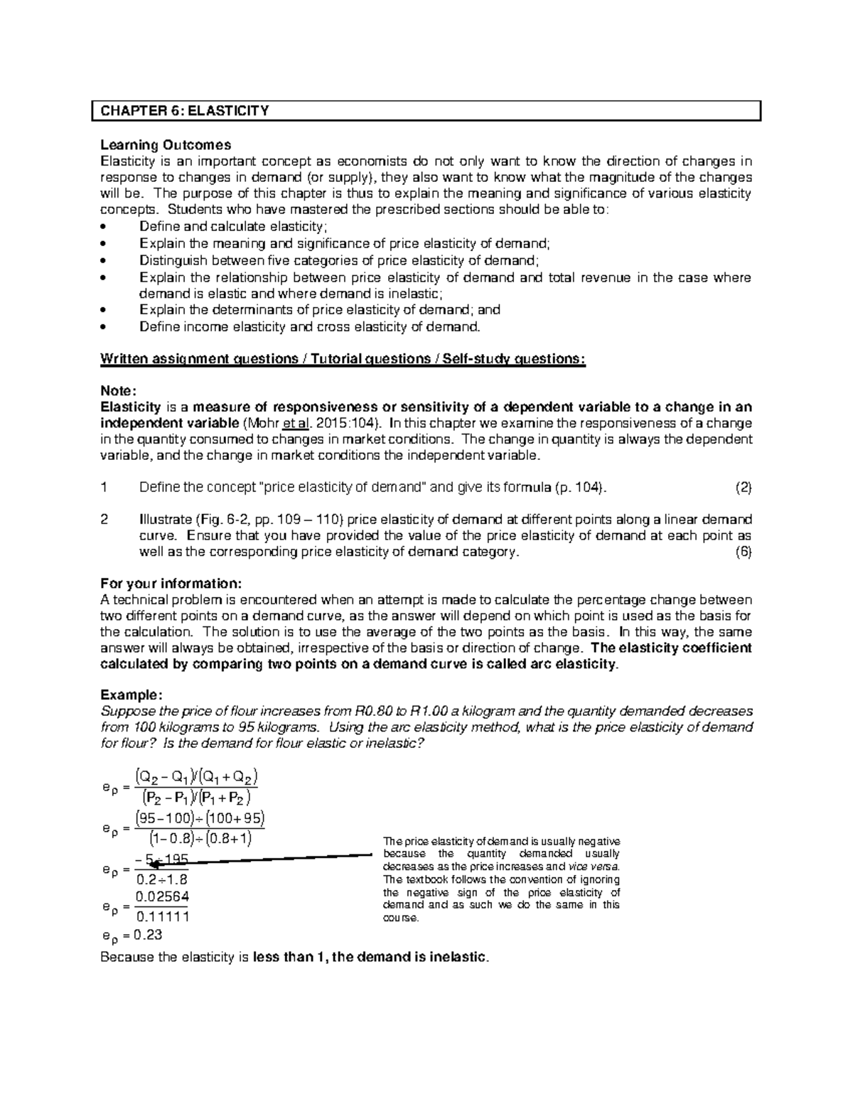 CHAPTER 6: STUDY GUIDE ON ELASTICITY AND CALCULATIONS - Studocu