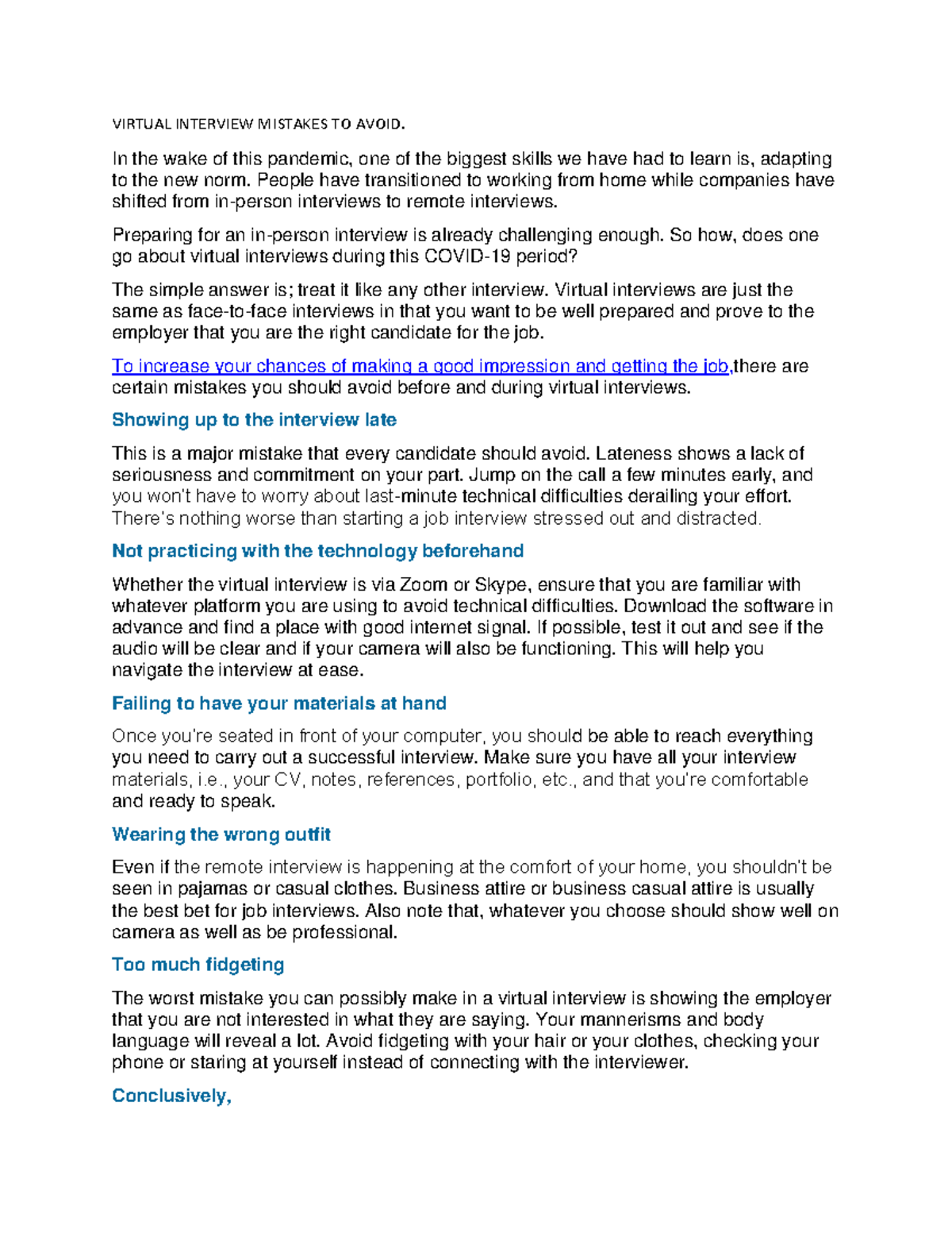 4 5879642325067500097 - VIRTUAL INTERVIEW MISTAKES TO AVOID. In the ...