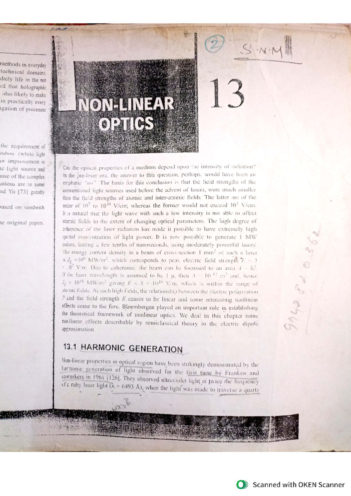 Advanced Physics: Nonlinear Optics and Harmonic Generation (Unit 1,2 ...