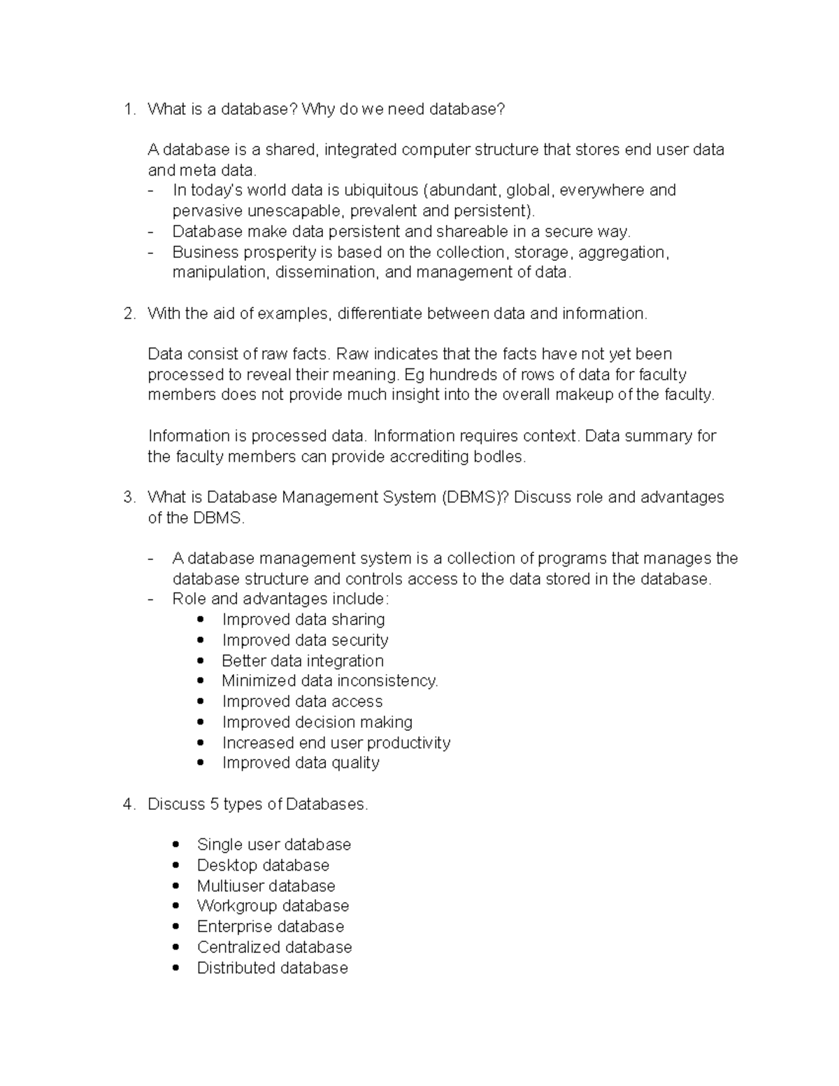 Development Software 2A: Understanding Databases and DBMS Functions ...