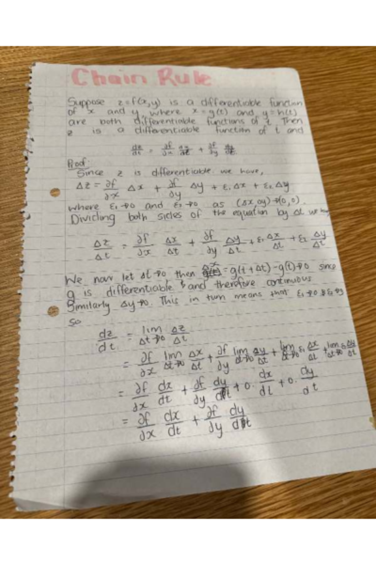 Chain Rule Proof in Calculus: Differentiable Functions Analysis - Studocu
