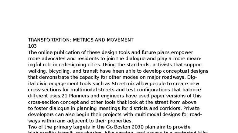 Imagine Boston 2030: Sustainable Urban Transportation Strategies 103 ...