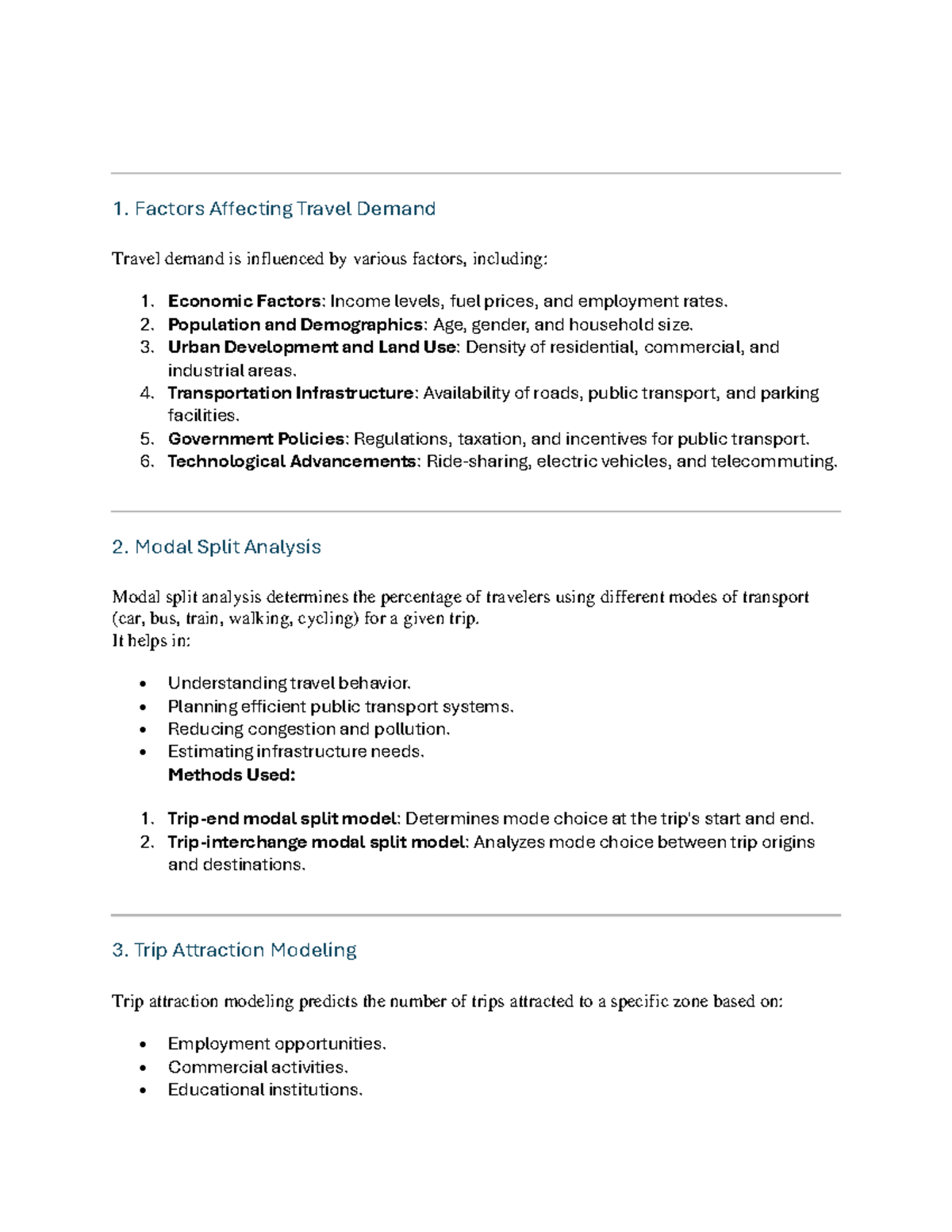 UTP 1 - Key Factors in Travel Demand and Urban Planning Analysis - Studocu