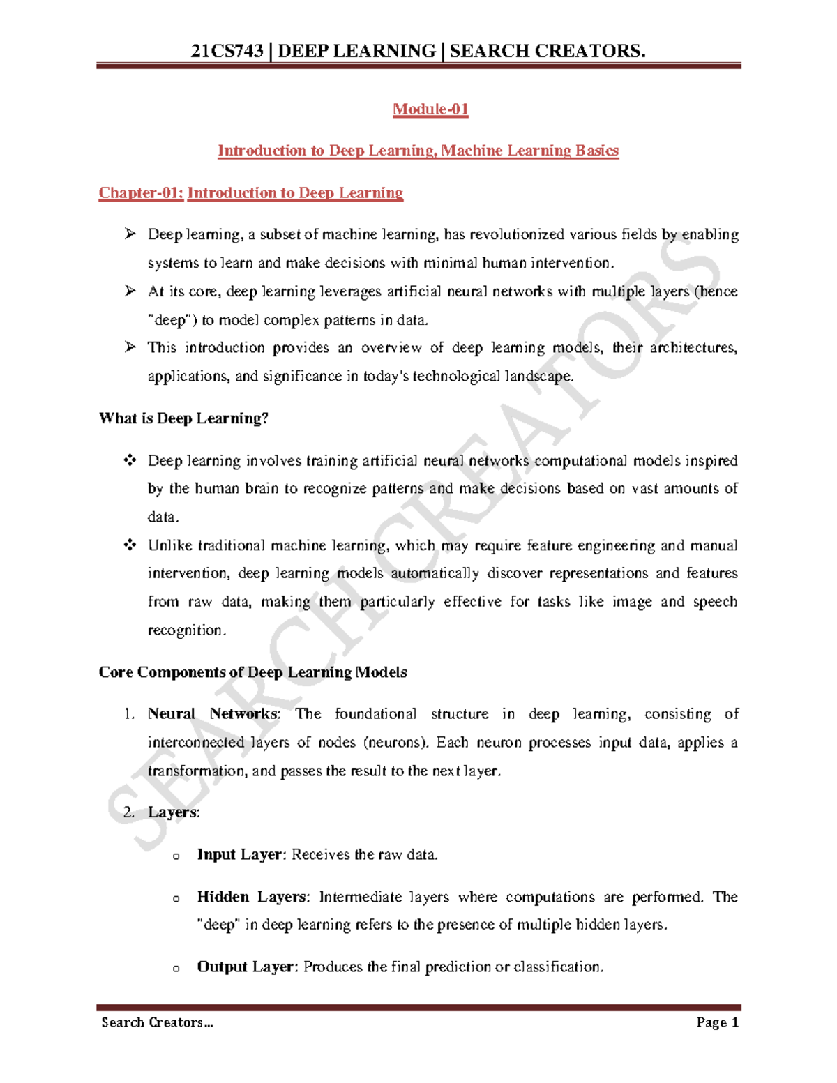 Deep Learning Module-01: Intro to Deep Learning Concepts & Applications ...
