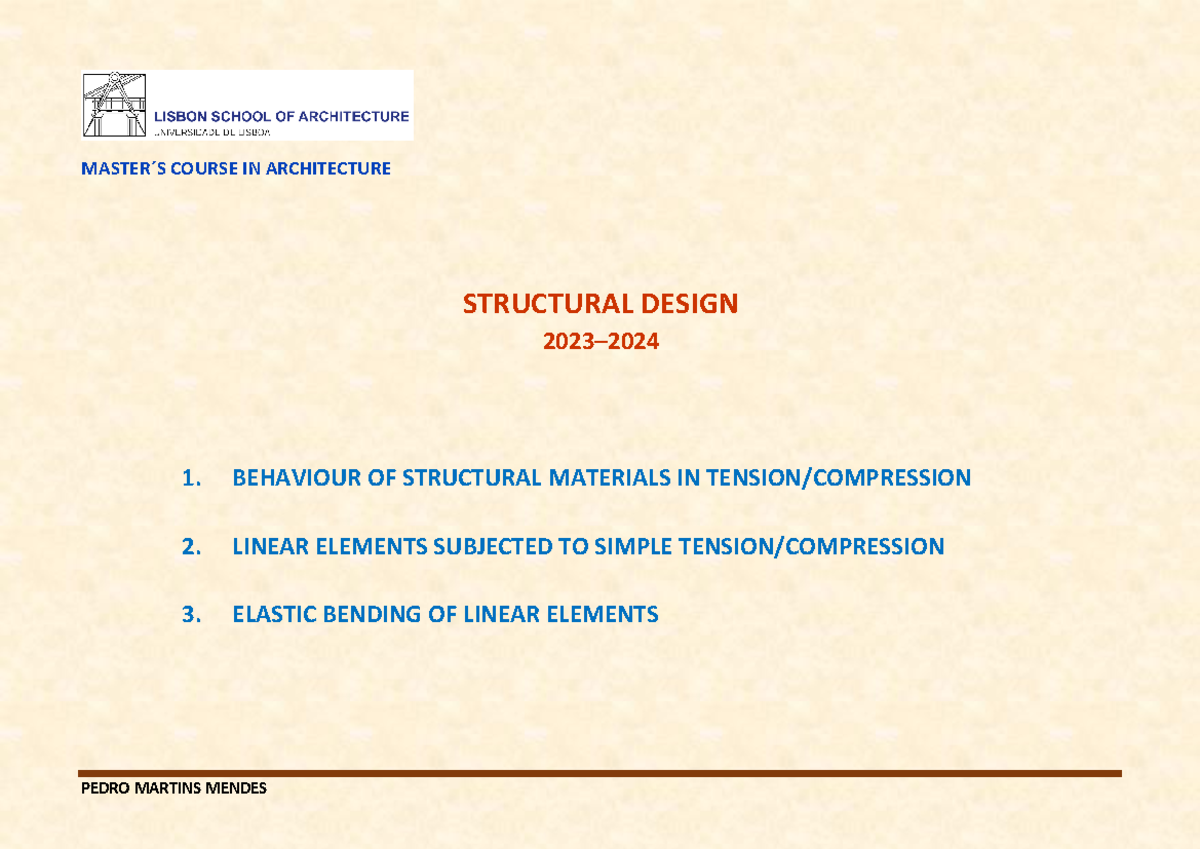 (ENG) Structural Design Lecture: Behav. of Materials & Linear Elements ...