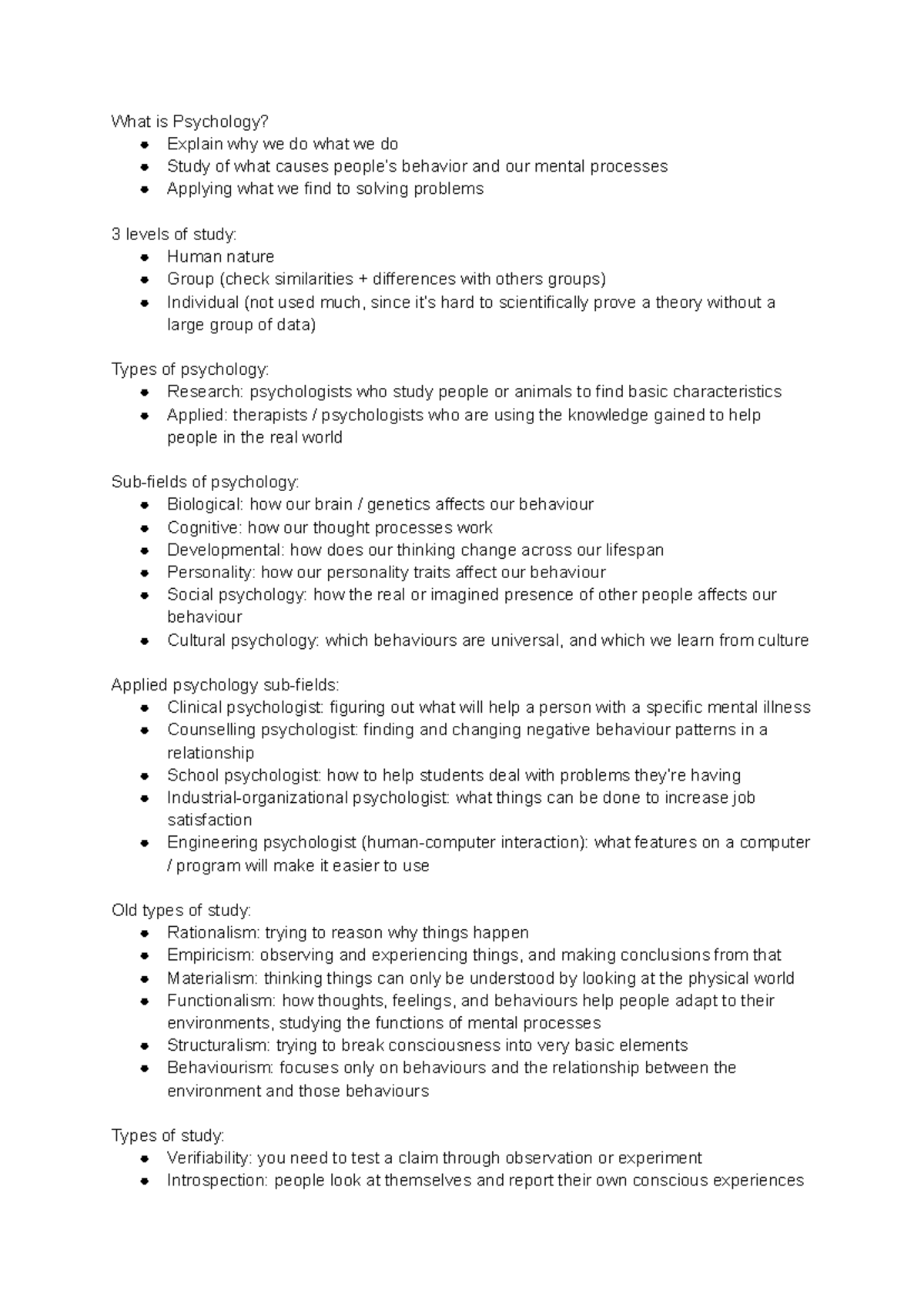 PSYC 1001 - Introduction to Psychology: Key Concepts and Theories - Studocu